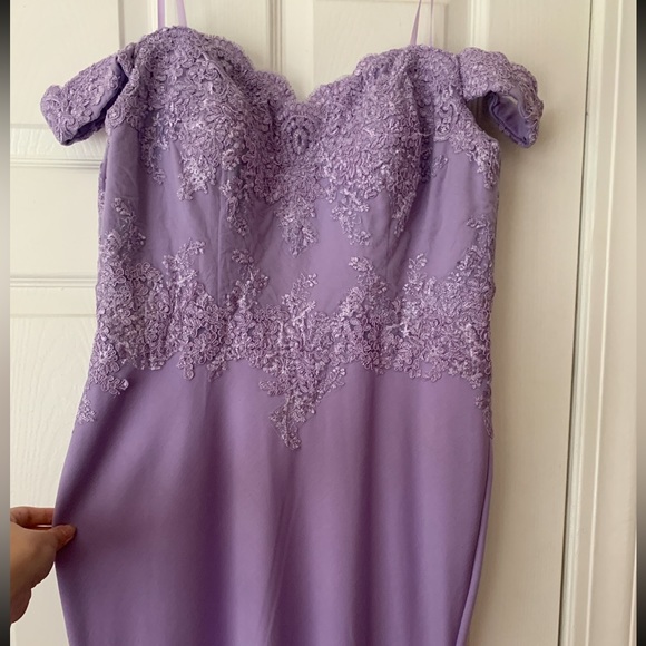 Lavender off the shoulder gown - Picture 3 of 5